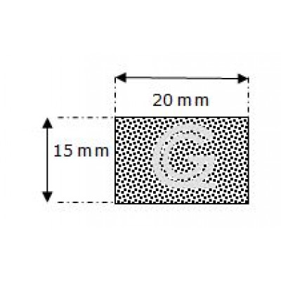 Rechthoekig mosrubber snoer | 15 x 20 mm | per meter